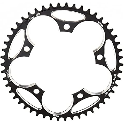 YBEKI 130 BCD Chainring 38T 40T 42T 44T 46T 48T 50T 52T 54T 56T 58T 60T Round Narrow Wide Single Chainwheel for 8 9 10 11 12 Speed Road Bike (Black, 60T) Cover