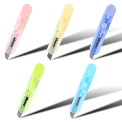 5-Pack Mini Utility Knives Box Cutter,Retractable Box Opener, Package Opener.For DIY,Office,envelopes,packagesand and Home Use.(5 PSC Box Cutter)