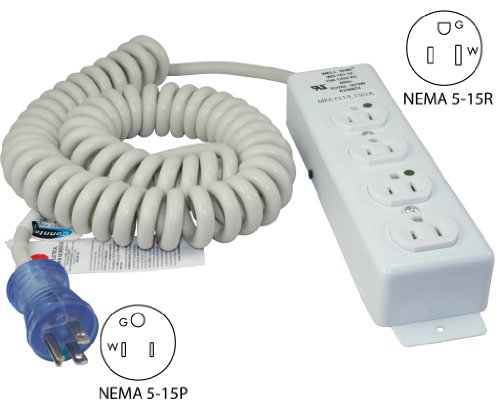 Conntek 55220-Cc Up To 12-Feet 14/3 Hospital Grade Coiled Cord With Medical 4 Outlets Power Strip For Model Ul1363A #TOP3