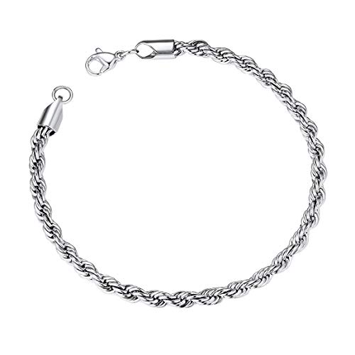 Stainless Steel Twist Rope Chain Bracelets Men Women 3mm 21CM Stainless Steel Jewelry