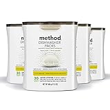 Method Dishwasher Detergent Packs, Lemon Mint, Dishwashing Rinse Aid to Lift Tough Grease and Stains, 30 Dishwasher Tabs per Package, (Pack of 4)