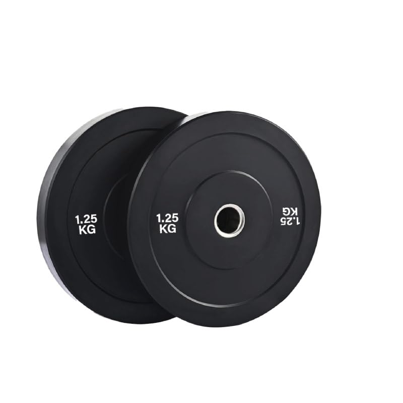 Bumper Weight Plates for Olympic Barbells, High-Density Rubber with Steel Core, 1.25kg–25kg Pairs and Sets from 45kg to 250kg, Home Gym Strength Training (1.25 kg - Pair)