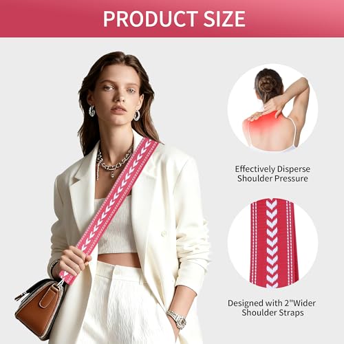 Image of Purse Strap, Adjustable Embroidery Flower 2 Inch Wide Purse Straps Replacement Crossbody for Women