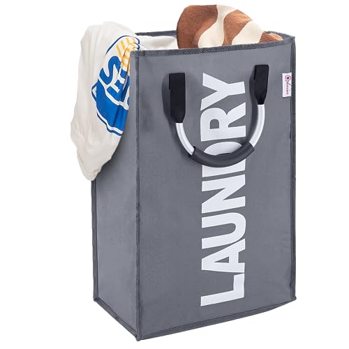 FB FunkyBuys 42L Foldable Laundry Basket, Large Laundry Bag with Carry Handles, Durable Washing Baskets for Laundry, Labelled Laundry Bin for Clothes, Wash Baskets for laundry Room and Bedroom
