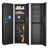 Gareinwuds 53' in-Wall Hidden 5-6 Gun Safe | Fingerprint Touch Panel Lock Quick Access | Adjustable Shelves & Gun Stock | Heavy Duty Steel Security Cabinet | Firearm Valuables Storage