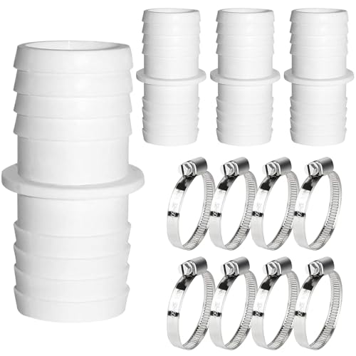 Forbabe 4 adaptery basenowe 38 na 38 mm, złącze węża 38 na 38 mm, z opaskami zaciskowymi ze stali nierdzewnej (38-38 mm)