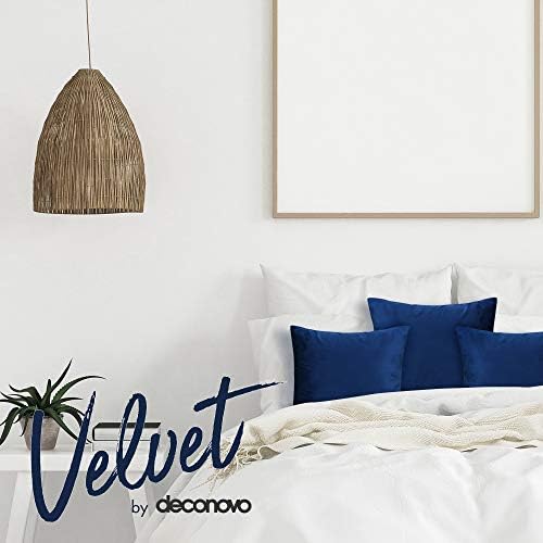 Deconovo Pack of 2 Crushed Velvet Cushion Covers 50cm x 50cm 20x20 Inches Throw Pillow Cases Plain Cushion Protectors for Bedroom with Invisible Zipper Navy Blue