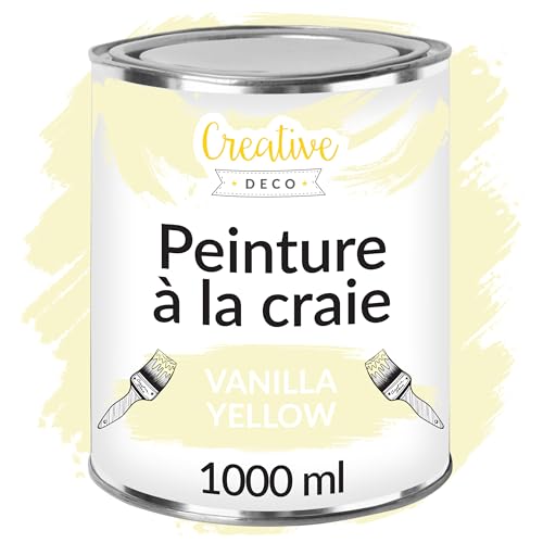 Creative Deco Peinture à la Craie Jaune Vanille | 1L | Mat et Lavable | Pour Bois et Meubles | Idéal pour Rénovation | Chalk Paint | Ardoise Craie | Mur...