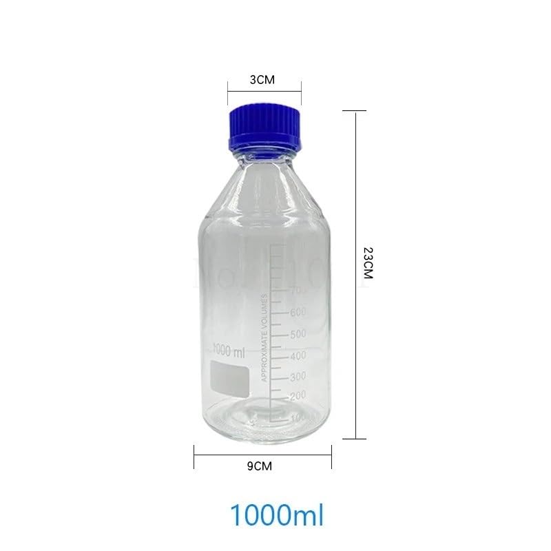 Frasco de vidrio transparente marrón con tapa de rosca for reactivos de laboratorio, sellado, for muestras de laboratorio (1000 ml, 1 unidad).(1000mL 1pc)