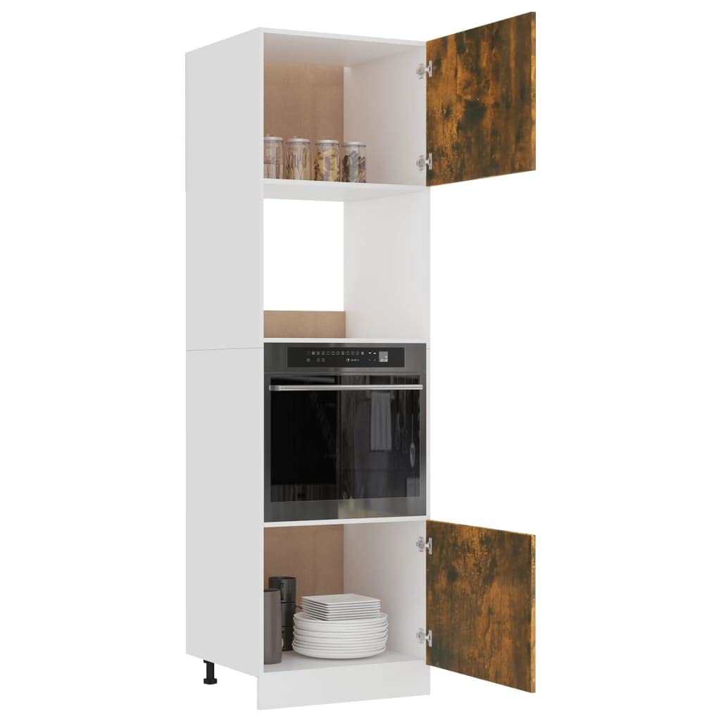 SYDE Armadio per microonde, rovere affumicato, 60 x 57 x 207 cm