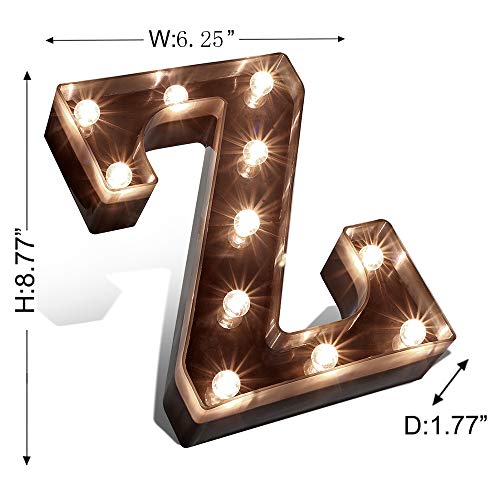 Glintee Light up Letters LED Letter Black Alphabet Letter Night Lights for Home Bar Festival Birthday Party Wedding Decorative -Z