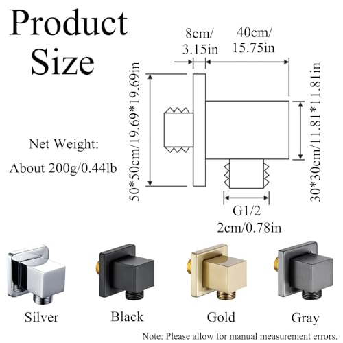 Wandanschlussbogen aus massivem Messing, G1,27 cm Wandmontage, Winkelauslass für Handbrause, 1,27 cm (1/2 Zoll) Wasserauslass für Badezimmer-Duschschlauch-Montage (Gold)