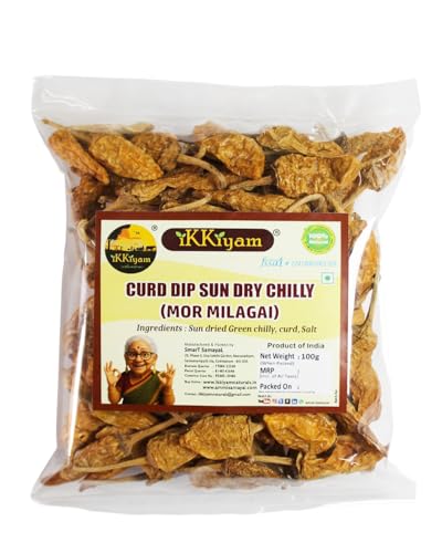 Image of Ikkiyam Curd Dip Sun Dry Chilly | MorMilagai Vathal | Premium & Organic Chillies | Dahi Mirchi | South Indian Thayir Chilli | Pure & Natural Spicy Chillys | Deliciously Meals | Pack of 1 | 100 Gram