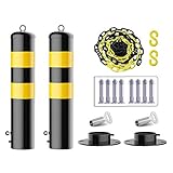 Pack de 2 poteaux de parking Et barrière de chaîne en plastique 5m Set 50cm נPoteaux métalliques de 11,4 cm et bornes de stationnement à chaîne en plastique avec anneau de suspension et base mobile (