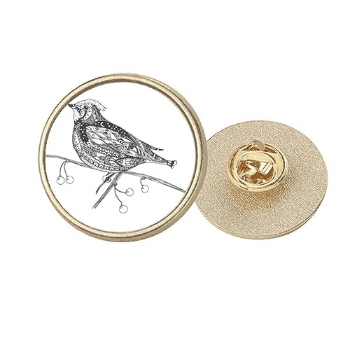 Broche ronde oiseau en métal doré : égayez un vêtement trop terne