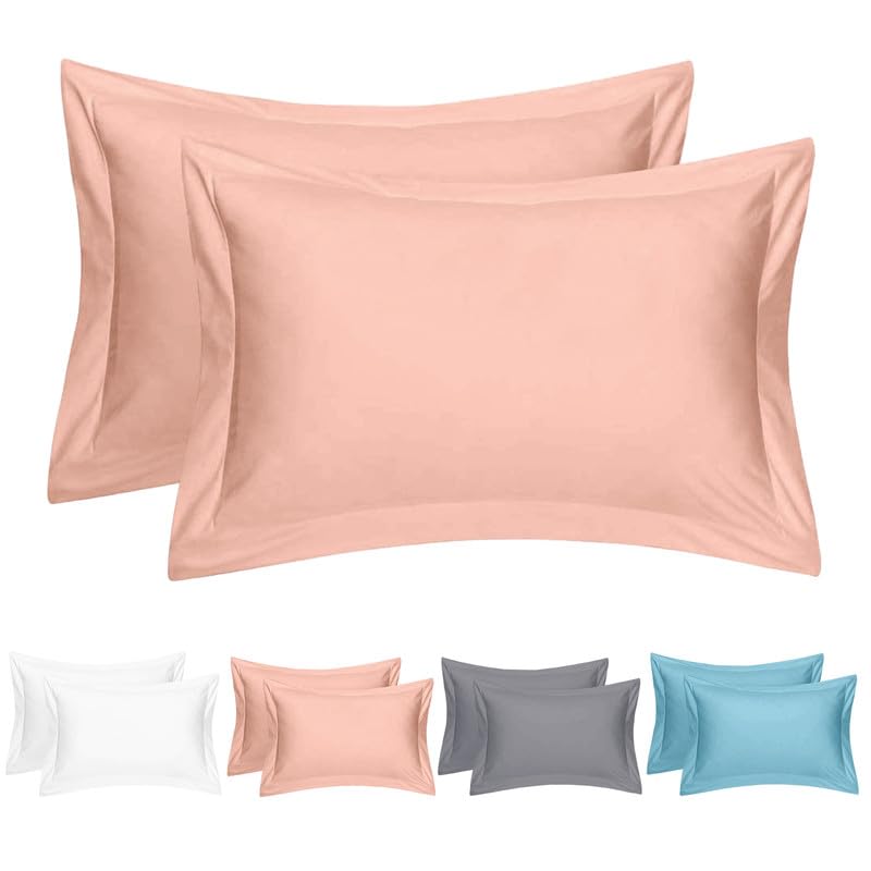 Helthep Bedding Standard Pillow Shams, Soft and Comfortable Microfiber Pillowcase Standard Size Set of 2 Envelope Pillow Cases,Double Brushed Solid Color,Pink(20