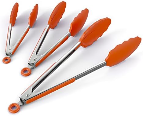 ChefStir Kitchen Tongs with Non Stick Silicone Tips – Stainless Steel, Heavy Duty, Multipurpose Set of 3 – 7, 9, 12 Inch…