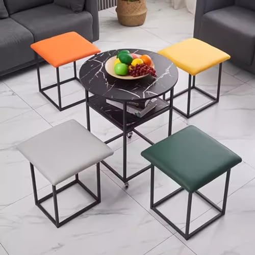 Fauteuil Ottoman gigogne 5 en 1 jaune avec roulettes pour salon