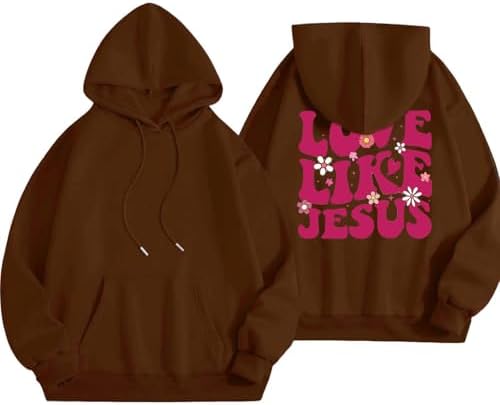 Oversized Hoodies For Women Floral Letter Printed Drawstring Sweatshirt Long Sleeve Pullover Sweatshirts with Pockets