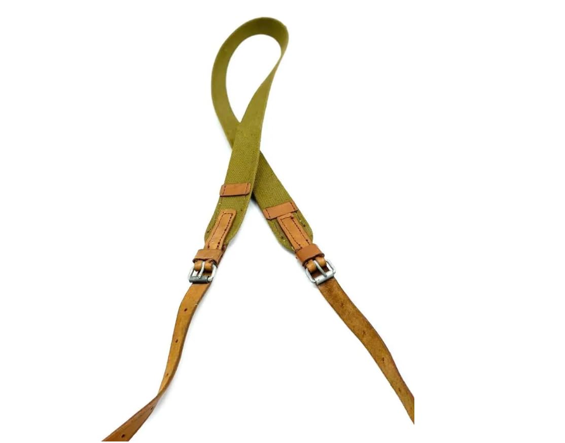 Russian Military Belt for PPH (Shpagin) and PPS (Sudaev), Soviet Equipment, Canvas Rifle Sling with Two Leather Straps