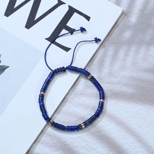 Lapis Lazuli Bracelet - Genuine Lapis Lazuli Natural Stone, Healing Bracelets for Women Crystal Bracelet Anti Anxiety Stress Relief Delicate Spiritual Protection December Birthstone Gifts4