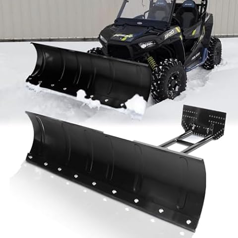 AAIWA Universal Snow Plow Kit, 45 Inch Adjustable Heavy Duty Steel Square Push Snow Blade Fit for Pickup Trucks UTV ATV Arctic Cat Access Kawasaki Honda Aeon Crossland Black Cover