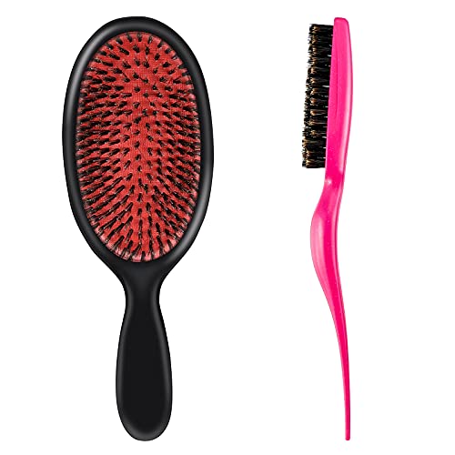 2 Pieces Hair Brush with Soft Nylon Quill Boar Bristles Porcupine Style Cushion Brush Hair Comb Salon Hair Coloring Set for Men, Women