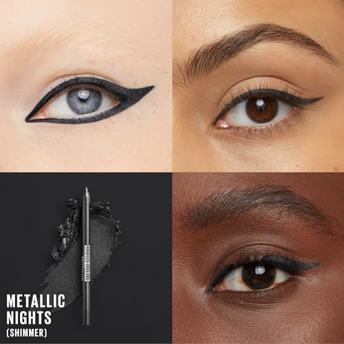 Image of MAYBELLINE New York Tattoo Studio Long-Lasting Sharpenable Eyeliner Pencil, Glide on Smooth Gel Pigments with 36 Hour Wear, Waterproof Metallic Nights 0.04 oz