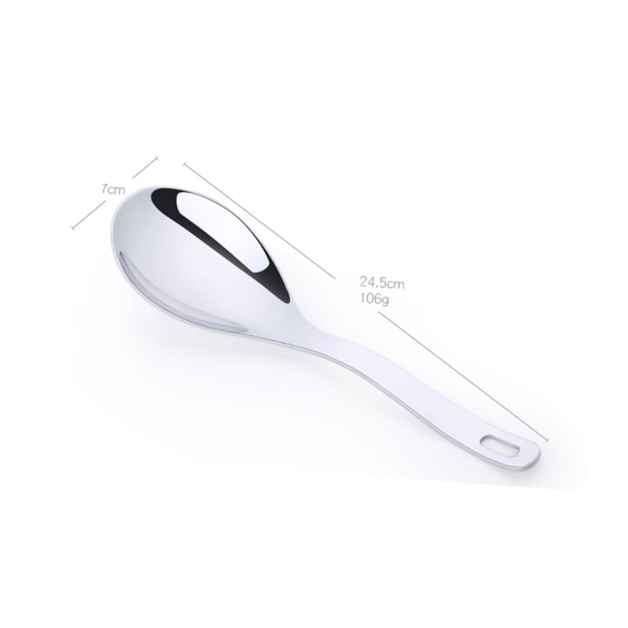 OUNONA Stainless Steel Long Handle Spoon Ergonomic Rice and Soup Serving Utensil for Home and Restaurant Use Polished Finish Elegant Design Kitchen Tool