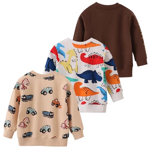 Image of Toddler Boys Crewneck Sweatshirt, Cotton Long-Sleeve Pullover Cartoon Print