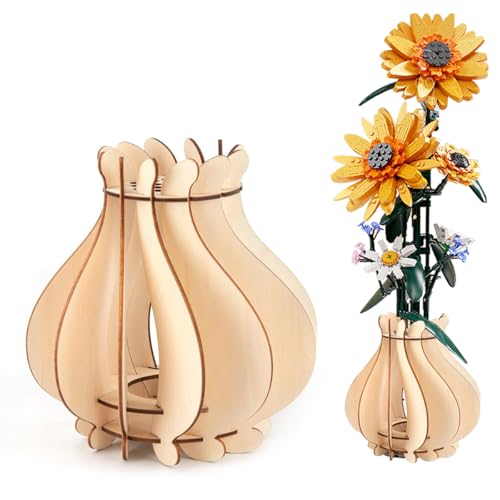 Vase for Lego Flowers Bouquet Building Set, Assemble Fan-Shaped Vase Building Set for Roses Blossom Sunflower Tulips Daffodils Lotus, Home Office Decoration Gift for Flowers Lovers
