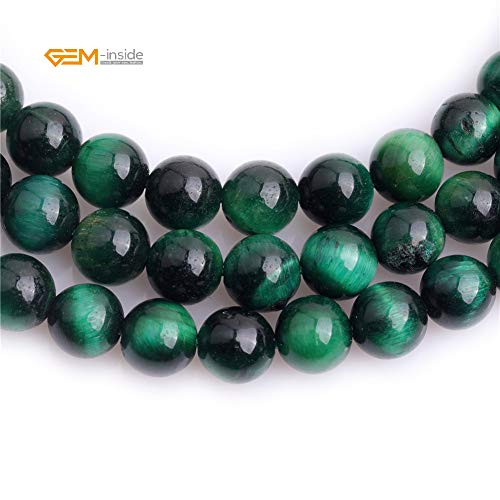 Gem-Inside 6Mm Green Blue Tiger Eye Gemstone Loose Beads Dyed Color Round Crystal Energy Stone Power For Jewelry Making 15" #TOP3