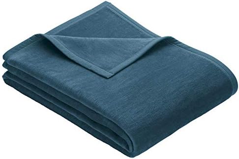 IBENA Plush Solid Color Cotton Blend Throw Blanket Porto - Teal