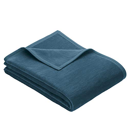 Ibena Plush Solid Color Cotton Blend Queen Bed Blanket Porto - Teal #TOP8