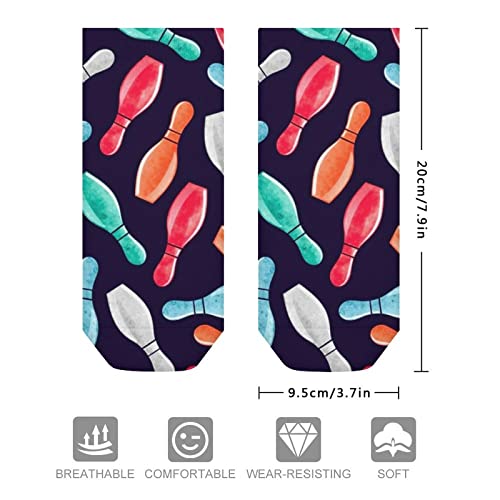 Women Girls Cute Ankle Fit No Show Low Cut Socks Bowling Pins Colorful Comfy Casual Athletic Short Trail Socks Novelty Gift2
