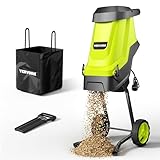 Yeryork Wood Chipper, 15-Amp 1.8' Cutting Capacity Electric Wood Chipper & Shredder with 45L Collection Bag, Efficient Mulcher for Easy Clean up, Ideal for Yard Waste and Branches