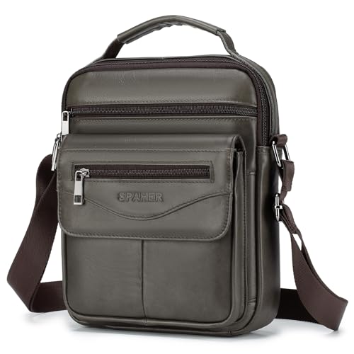 SPAHER Sacoche Homme Cuir Véritable Sacoche Bandouliere Besace Pochette Homme Grand Sac Porté...