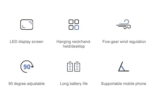 Rainberg Rechargeable Hand held Fan with LED Display, 5-Speed Settings, 5000mAh Battery, 90-Degree Adjustable, Desk Fan, Hand Fan, Portable fan, Quiet Cooling, Compact Design, USB Charging (Purple) - Image 7