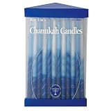 Hand Decorated Premium Blue and White Hanukkah Chanukah Candles / 45 Candles per Box