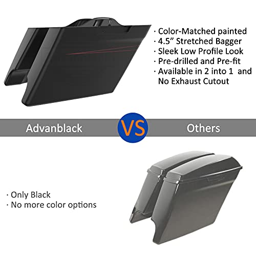 Alforjas Stretched Saddlebags para Harley Touring 2014+, Denim/Matte Negro con Franja Roja miniatura 3