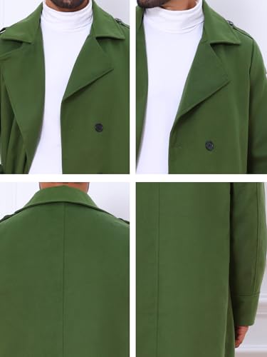 Image of Lars Amadeus Men's Winter Pea Coat Notch Lapel Double Breasted Solid Color Overcoat