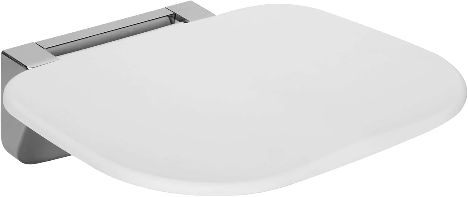 Foldable Shower Seat Wall Mounted – 400lb Heavy Duty Shower Bench, Space-Saving & Rustproof, Secure Fold Down Design for Elderly/Disabled, Easy to Clean – Polished & White Options Brushed 15.7IN