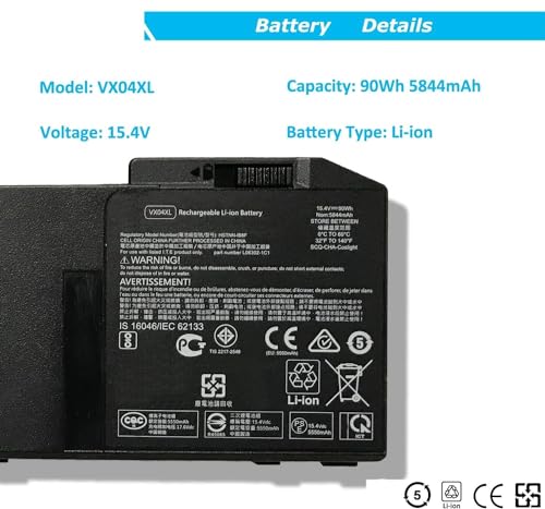 Image of Wefly VX04XL Laptop Battery Compatible for HP ZBook 15 G5 4ME79AA 2YX00AV 2YW99AV 2ZC40EA 2ZC41EA 2ZC54EA 2ZC64EA 15 G6 6TV14EA 6TU91EA L05766-850 L05766-855 L06302-1C1 HSN-Q13C HSTNN-IB8F VX04090XL
