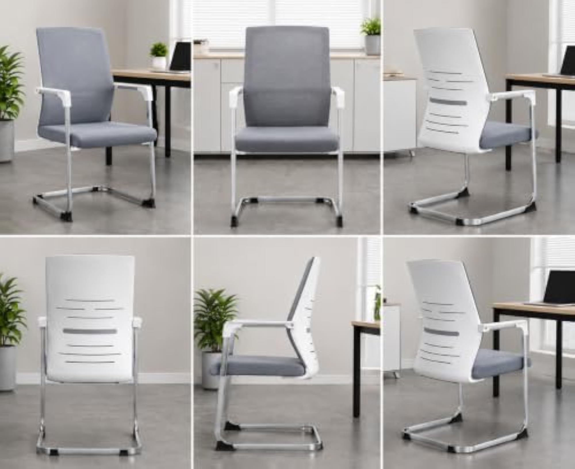 Set of 2 Modern Ergonomic Visitor Chairs with Lumbar Support