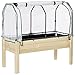 Outsunny Hochbeet Frühbeet mit Gewächshaus, Gemüsebeet mit Stoffauskleidung, Kräuterbeet mit Stahlrahmen, Blumenkasten für Garten, Balkon, Tannenholz, Natur 121 x 55 x 117cm