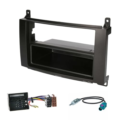 Audioproject A368-10 Kit de façade d'autoradio adaptateur d'antenne 2-DIN pour Mercedes Benz Classe A W169 Classe B T245 Viano Vito W639 Compartiment de...