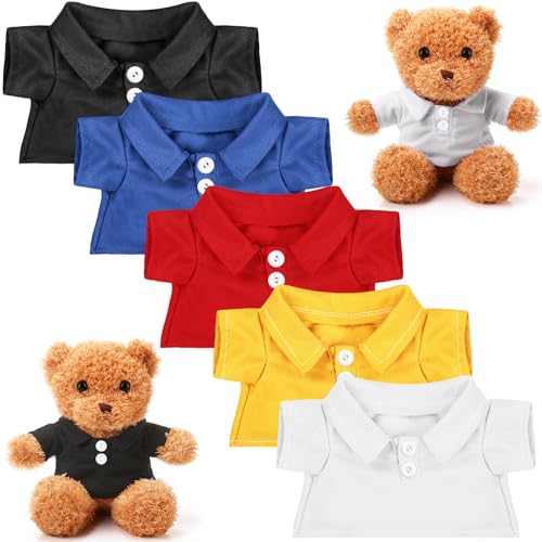 Litherr S 5 Pcs Stuffed Bear Clothes Stuffed Animal Polo Shirt Outfit Plush Animal Accessory for Goodie Bags Stuffers DIY10-12 Inch Plush Toy Make Your Own Plush Doll