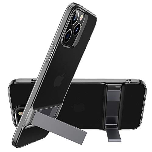ESR Metal Kickstand Designed for iPhone i12 Pro Max Case [Patented Design] [Two-Way Stand] [Reinforced Drop Protection] Flexible TPU Soft Back for iPhone 2020 6.7-Inch Translucent Black