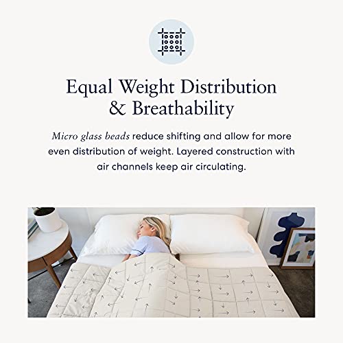 Luna Adult Weighted Blanket - Individual Use - 20 Lbs - 60x80 - Queen Size Bed - 100% Oeko-Tex Cooling Cotton & Glass Beads - USA Designed - Heavy Cool Weight - Ivory - Thumbnail 5