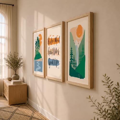 Image of NoWorries Minimalist mountains illustration art wall deocr paintings for wall decoration, Set of 3 Paintings for living room, bedroom and office (Theme-Minimalist) (Art-7, 25x37inch)